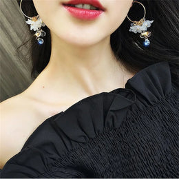 Korean White Acrylic Flower Handmade Earrings - Delicate Statement Jewelry
