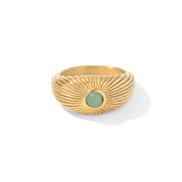 Green Stone Geometric Wrap Ring - Stainless Steel Mood Tracker Jewelry