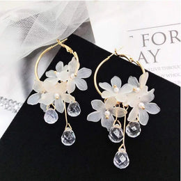 Korean White Acrylic Flower Handmade Earrings - Delicate Statement Jewelry
