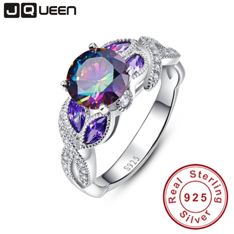 Mystical Rainbow Topaz 925 Sterling Silver Ring - Fine Jewelry