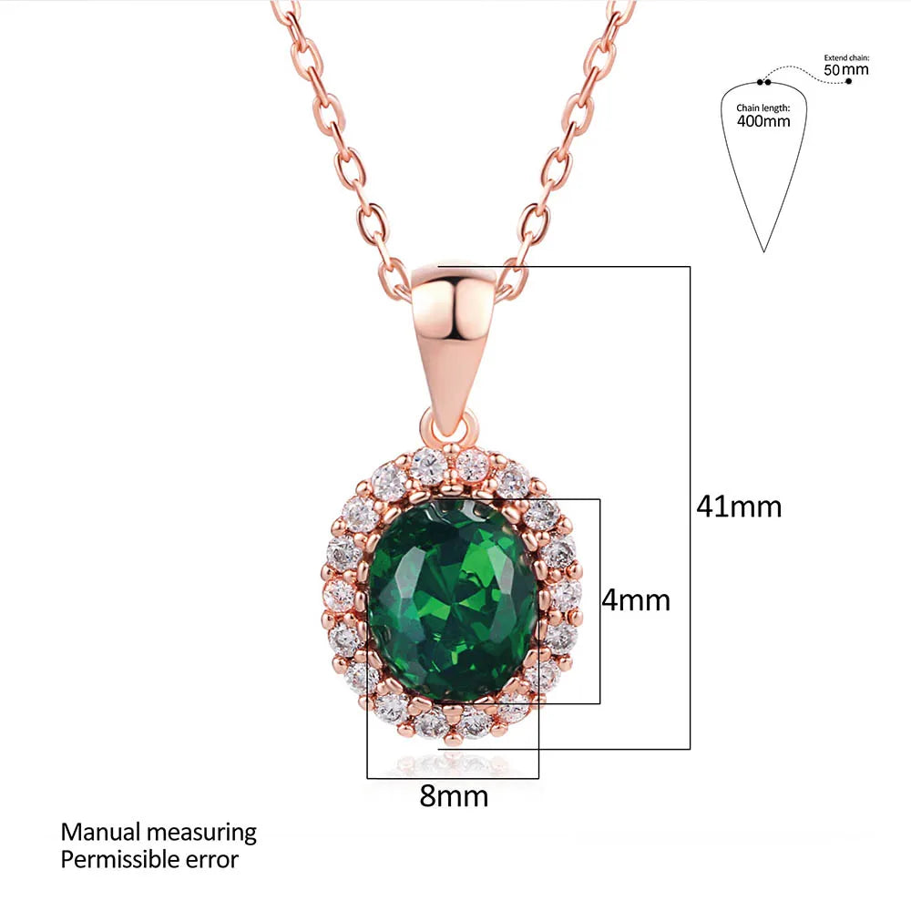 Rose Gold Green Crystal Pendant Necklace - Elegant Statement Jewelry