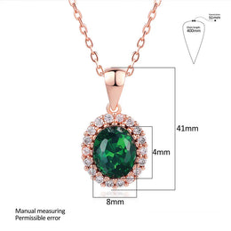 Rose Gold Green Crystal Pendant Necklace - Elegant Statement Jewelry