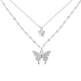Silver Shiny Butterfly Necklace - Sparkling Feminine Statement