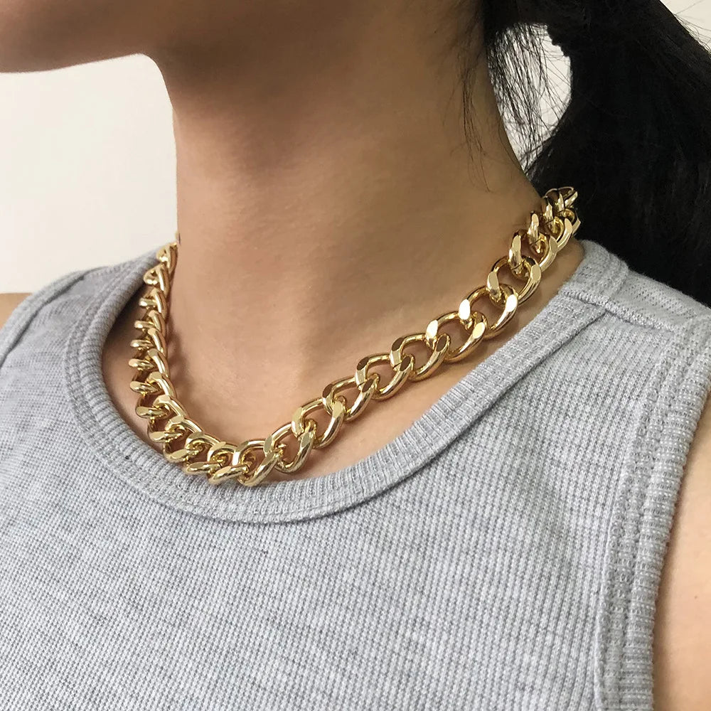 Chunky Thick Lock Chain Necklace - Bold Statement Link Jewelry