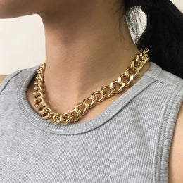 Chunky Thick Lock Chain Necklace - Bold Statement Link Jewelry