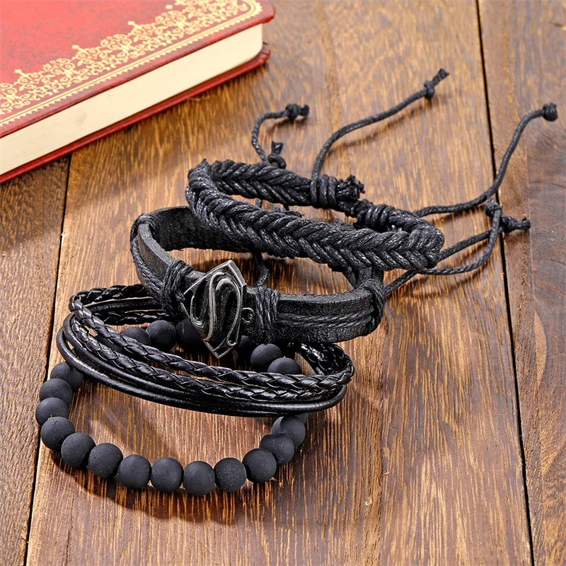 Vintage Black Bead Bracelet - Men's Statement Beaded Jewelry