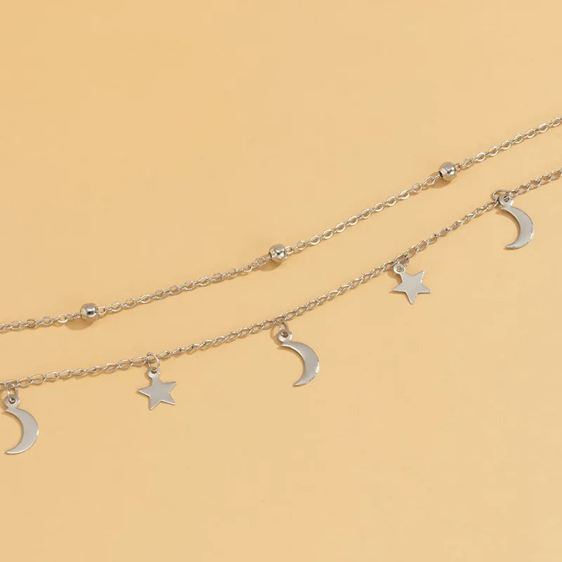Star Pendant Double Layers Necklace - Bohemian Celestial Style