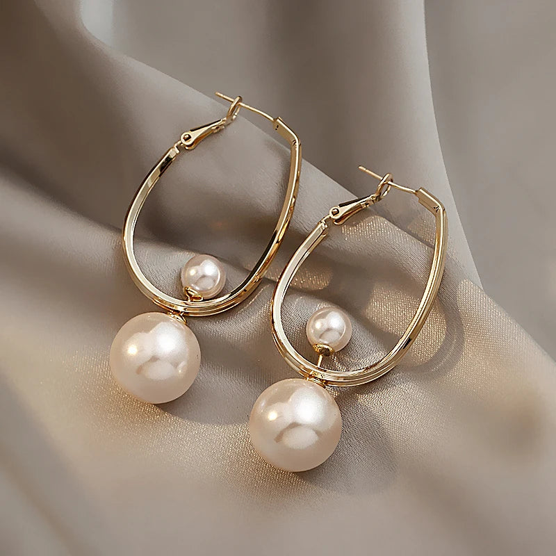 Vintage Korean Pearl Earrings - Elegant Fashion Jewelry