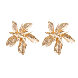 Vintage Metal Flower Earrings - Bold Statement Jewelry
