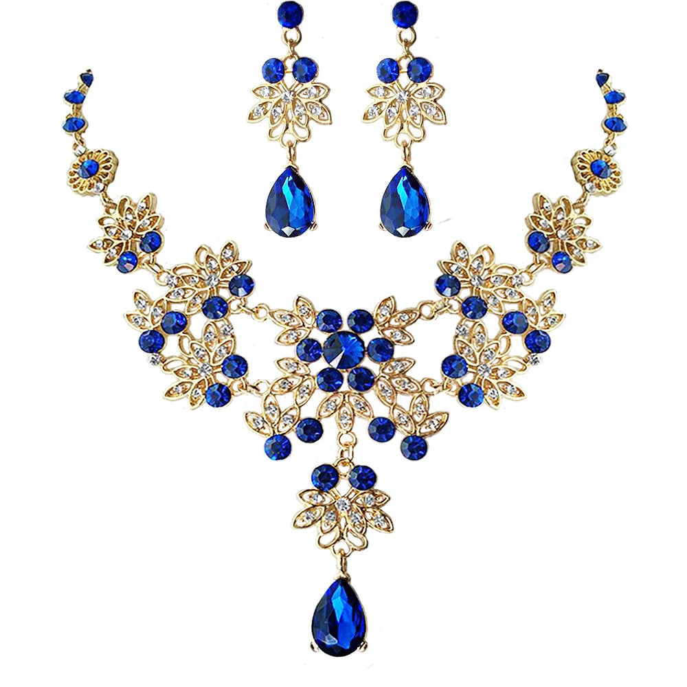 Gold Color Water Drop Jewelry Set - Elegant Teardrop Necklace and Earrings
