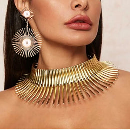 Vintage Gold Torque African Necklace Set - Cultural Statement Jewelry