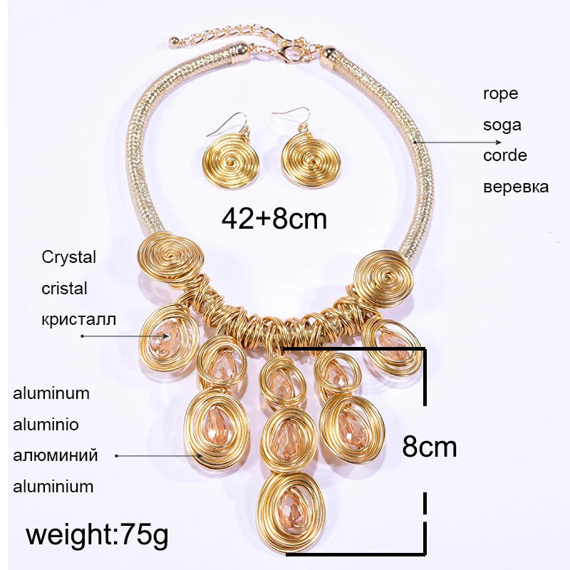 Vintage African Necklace & Earrings Set - Cultural Statement Jewelry
