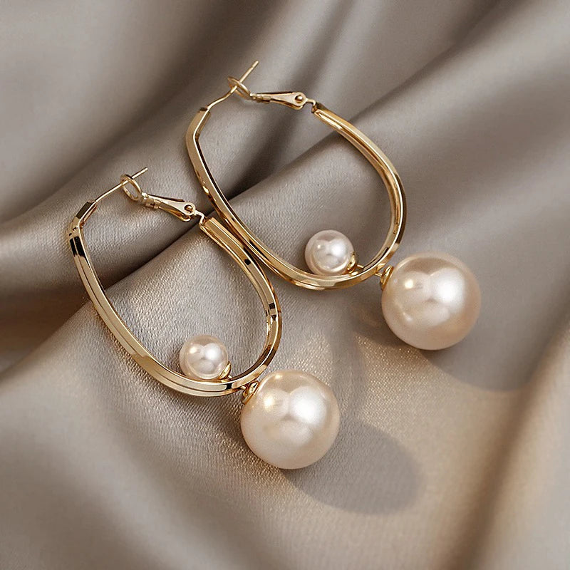 Vintage Korean Pearl Earrings - Elegant Fashion Jewelry
