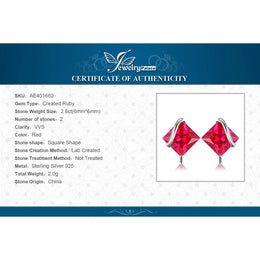 Red Ruby 925 Sterling Silver Stud Earrings - Romantic Gemstone Jewelry