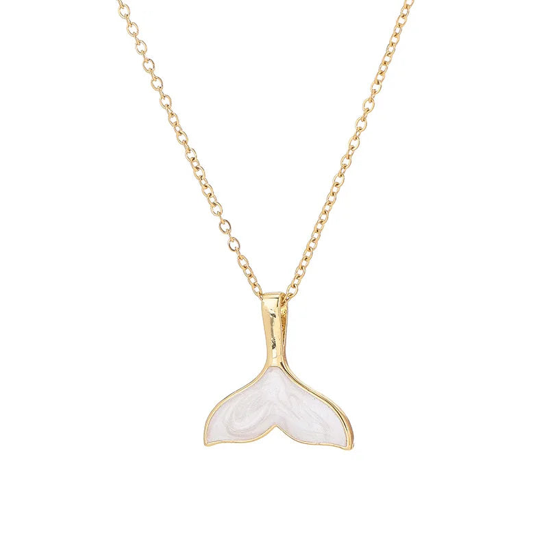 White Shell Mermaid Tail Pendant Necklace - Ocean-Inspired Statement