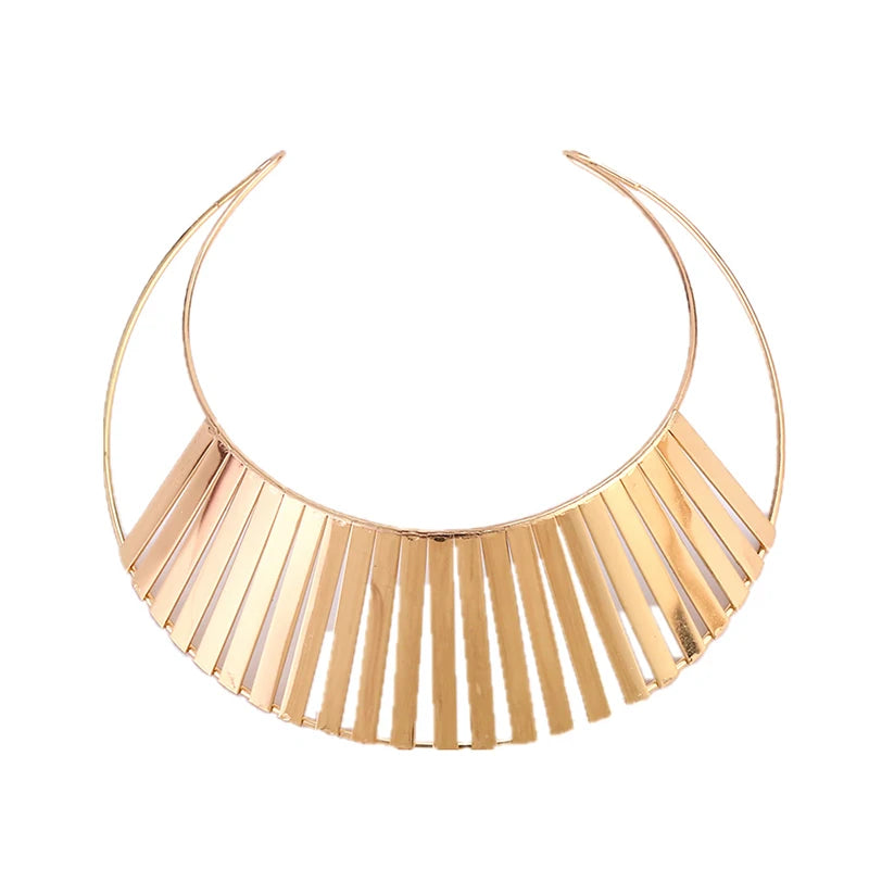 Gold Torques Hollow Out African Necklace Set - Statement Necklace & Earrings