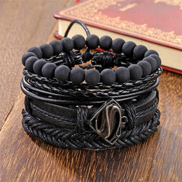 Vintage Black Bead Bracelet - Men's Statement Beaded Jewelry