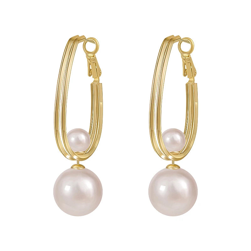 Vintage Korean Pearl Earrings - Elegant Fashion Jewelry