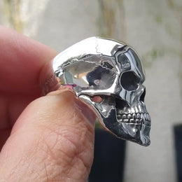 Biker Ghost Head Skull Ring - Gothic Punk Statement Jewelry