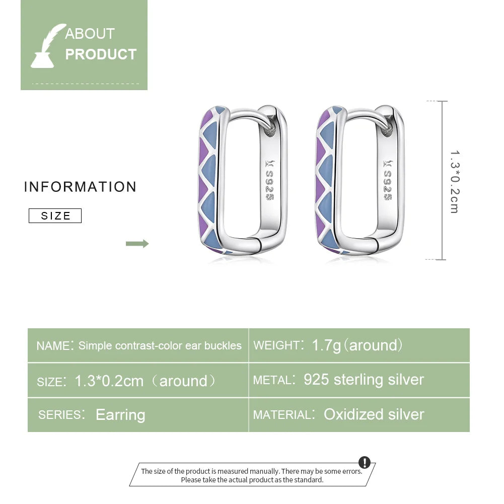 925 Sterling Silver Original Simple Contrast-Color Earrings - Artistic Jewelry