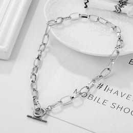 Thick Chain Toggle Clasp Necklace - Modern Statement Jewelry