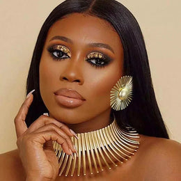 Vintage Gold Torque African Necklace Set - Cultural Statement Jewelry