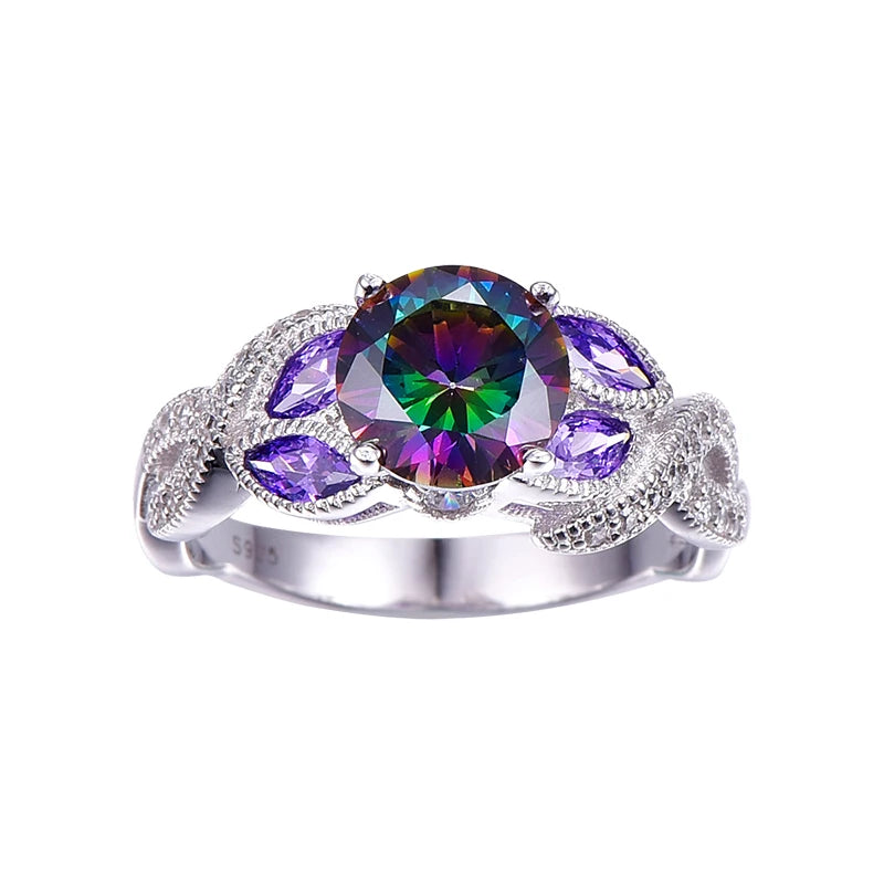Mystical Rainbow Topaz 925 Sterling Silver Ring - Fine Jewelry