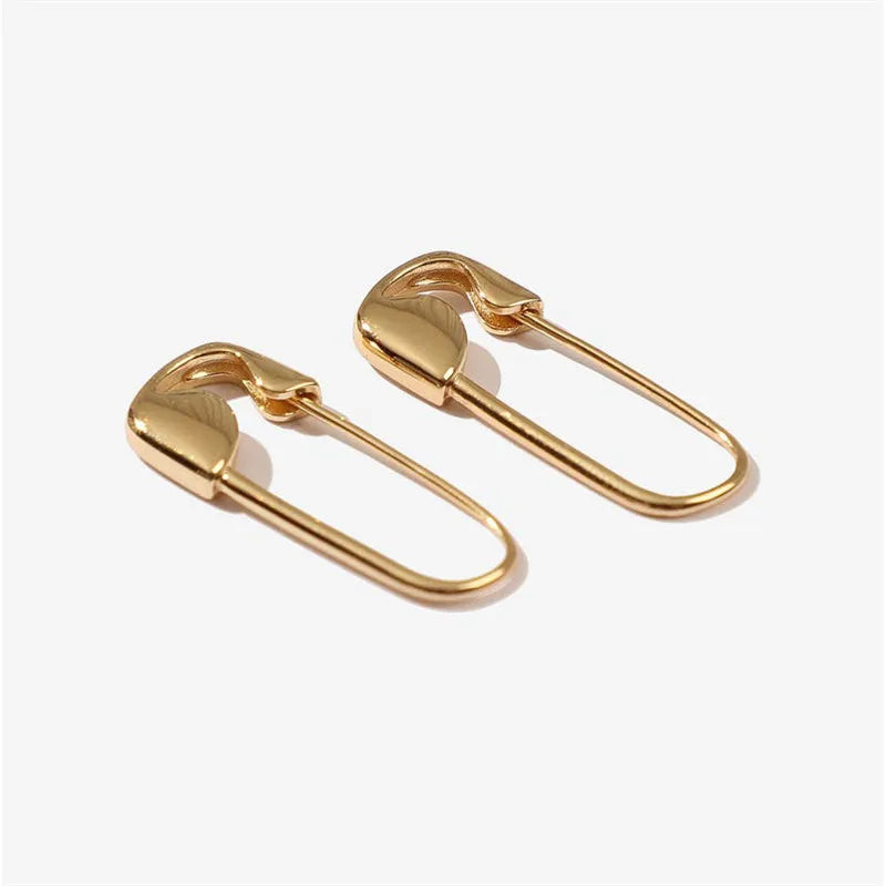 Paper Clip Pin Earrings - Metallic Irregular Zinc Alloy Stud Jewelry