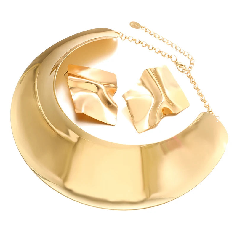 Bold Torque Necklace & Earrings Set - Vintage Statement Jewelry