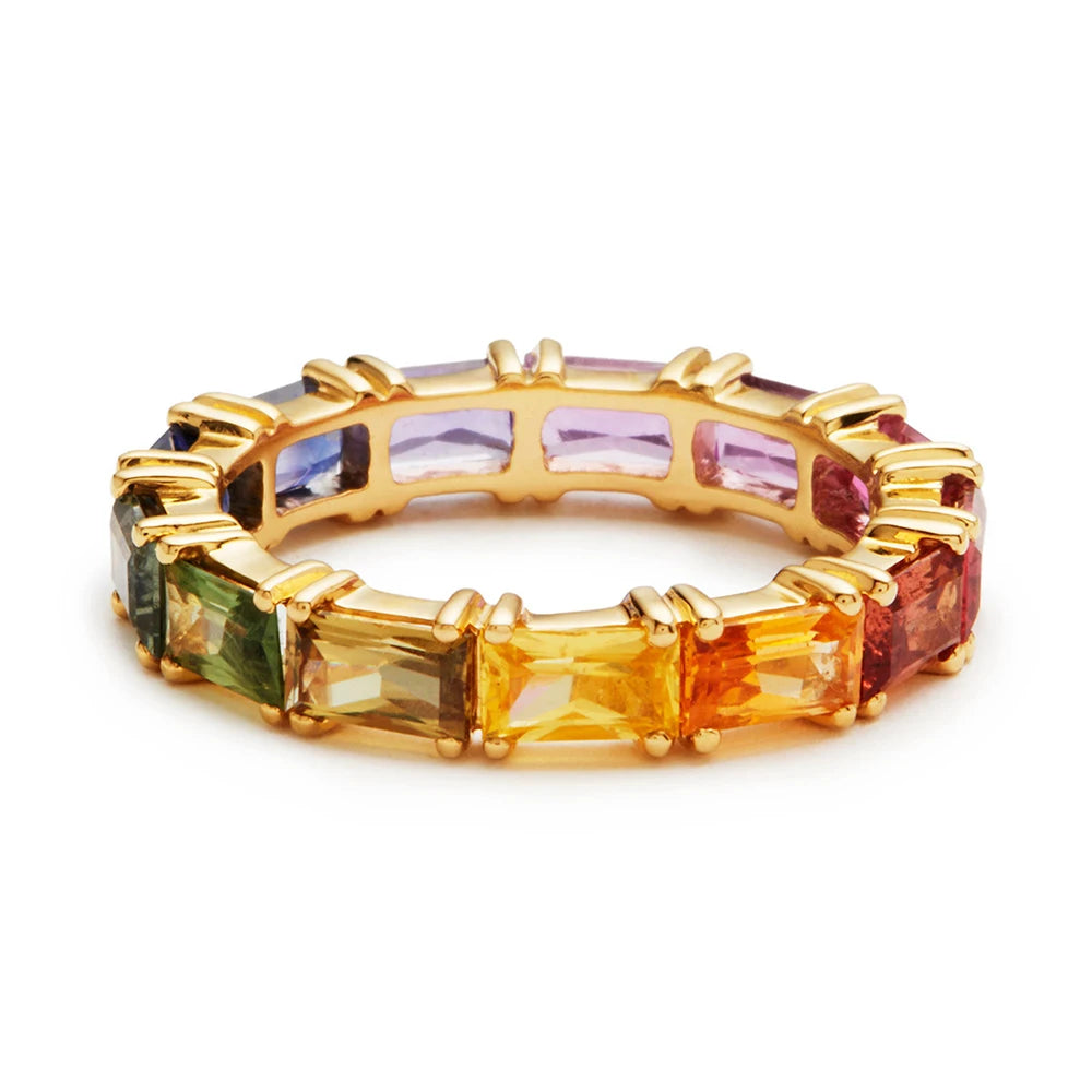 Rainbow Cubic Zircon Women's Ring - Colorful Wedding Band