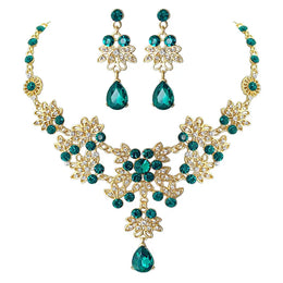 Gold Color Water Drop Jewelry Set - Elegant Teardrop Necklace and Earrings