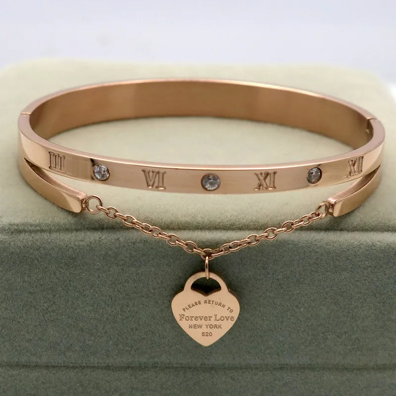 Forever Love Heart Bracelet - Stainless Steel Romantic Jewelry