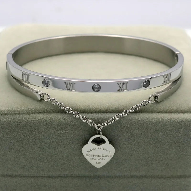 Forever Love Heart Bracelet - Stainless Steel Romantic Jewelry