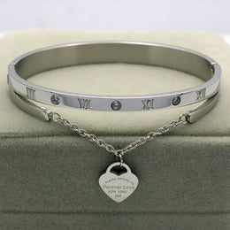 Forever Love Heart Bracelet - Stainless Steel Romantic Jewelry