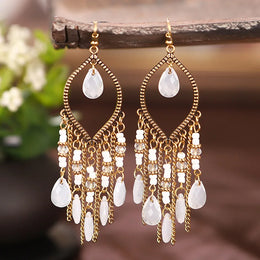 Bohemian Ethnic Fringed Tassel Earrings - Geometric Acrylic Fashion Jewelry