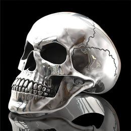 Biker Ghost Head Skull Ring - Gothic Punk Statement Jewelry