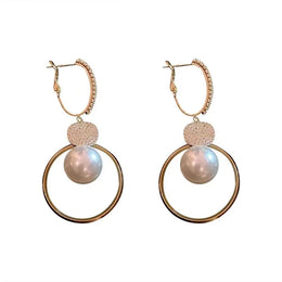 Oversized White Pearl Drop Earrings - Trendy Elegant Metal Fashion Jewelry