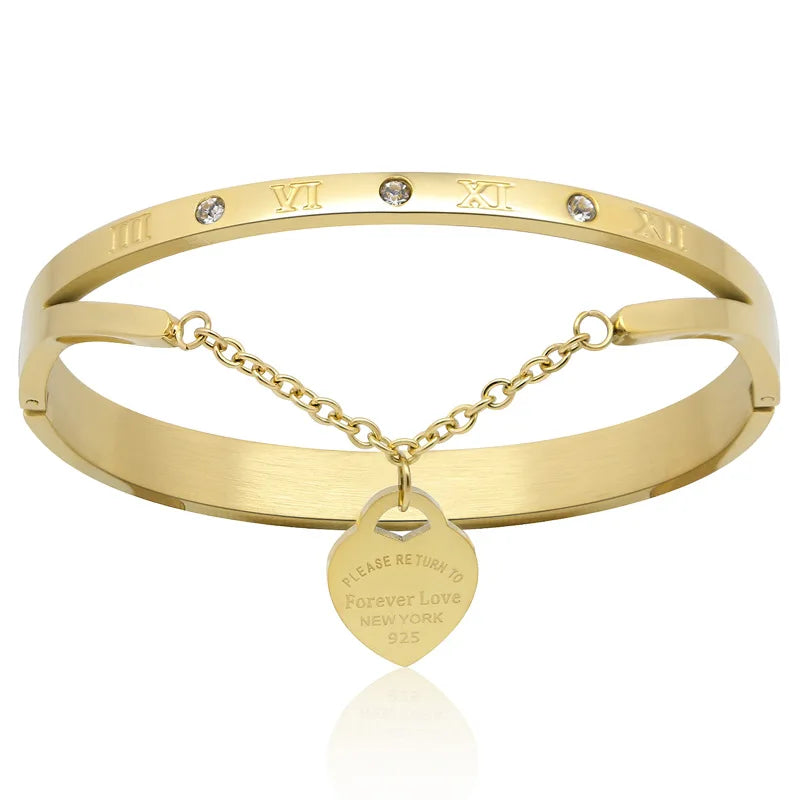 Forever Love Heart Bracelet - Stainless Steel Romantic Jewelry