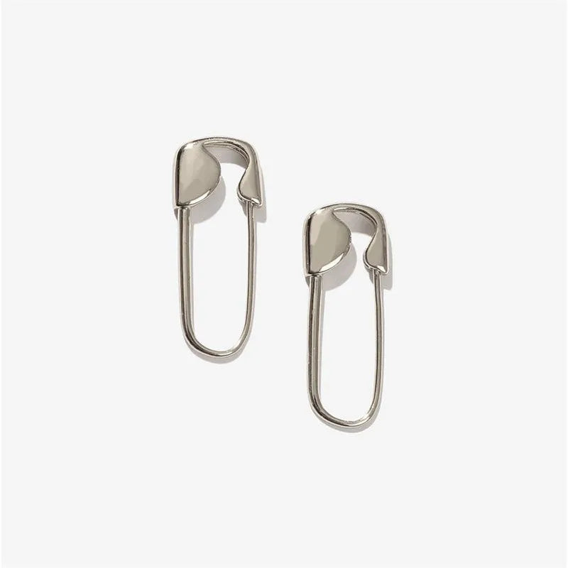 Paper Clip Pin Earrings - Metallic Irregular Zinc Alloy Stud Jewelry