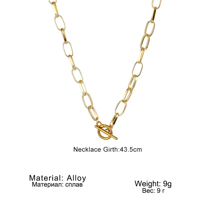 Thick Chain Toggle Clasp Necklace - Modern Statement Jewelry