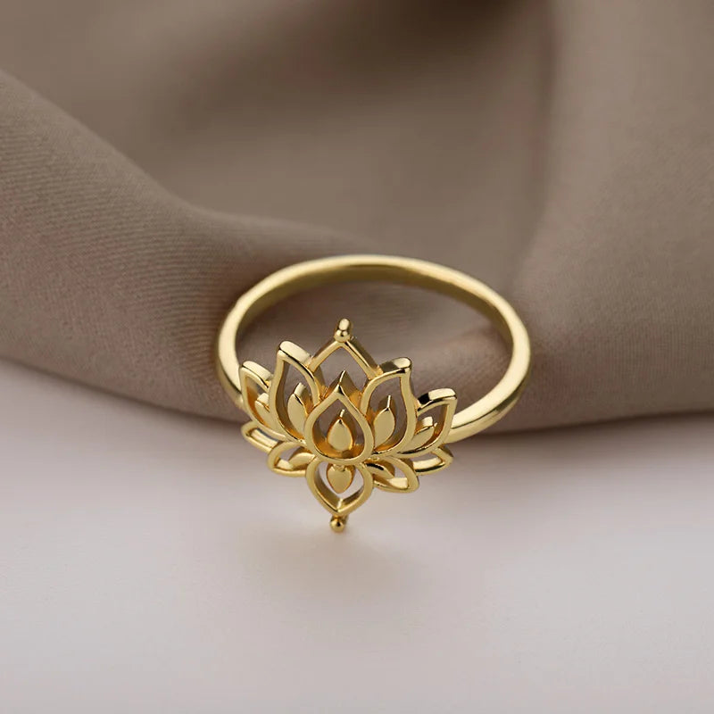Lotus Flower Ring - Stainless Steel Romantic Jewelry