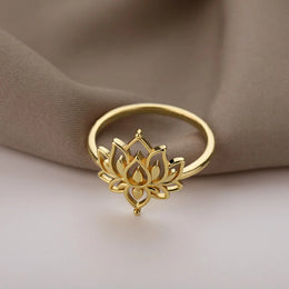 Lotus Flower Ring - Stainless Steel Romantic Jewelry