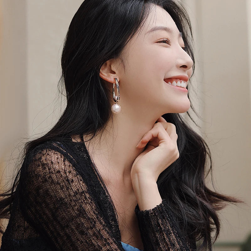 Vintage Korean Pearl Earrings - Elegant Fashion Jewelry