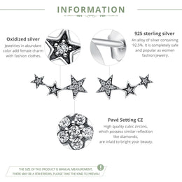 Authentic 925 Sterling Silver Sparkling Little Star Stackable Stud Earrings - Zircon Jewelry