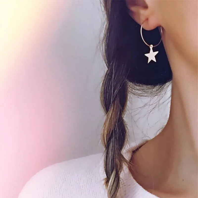 Simple Gold Earrings - Star-Shaped Punk Fashion Statement Jewelry