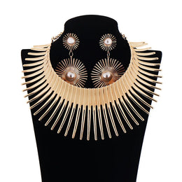 Vintage Gold Torque African Necklace Set - Cultural Statement Jewelry
