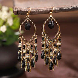 Bohemian Ethnic Fringed Tassel Earrings - Geometric Acrylic Fashion Jewelry