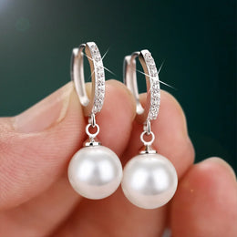 Genuine Natural Freshwater Pearl 925 Sterling Silver Earrings - Classic Elegant Jewelry