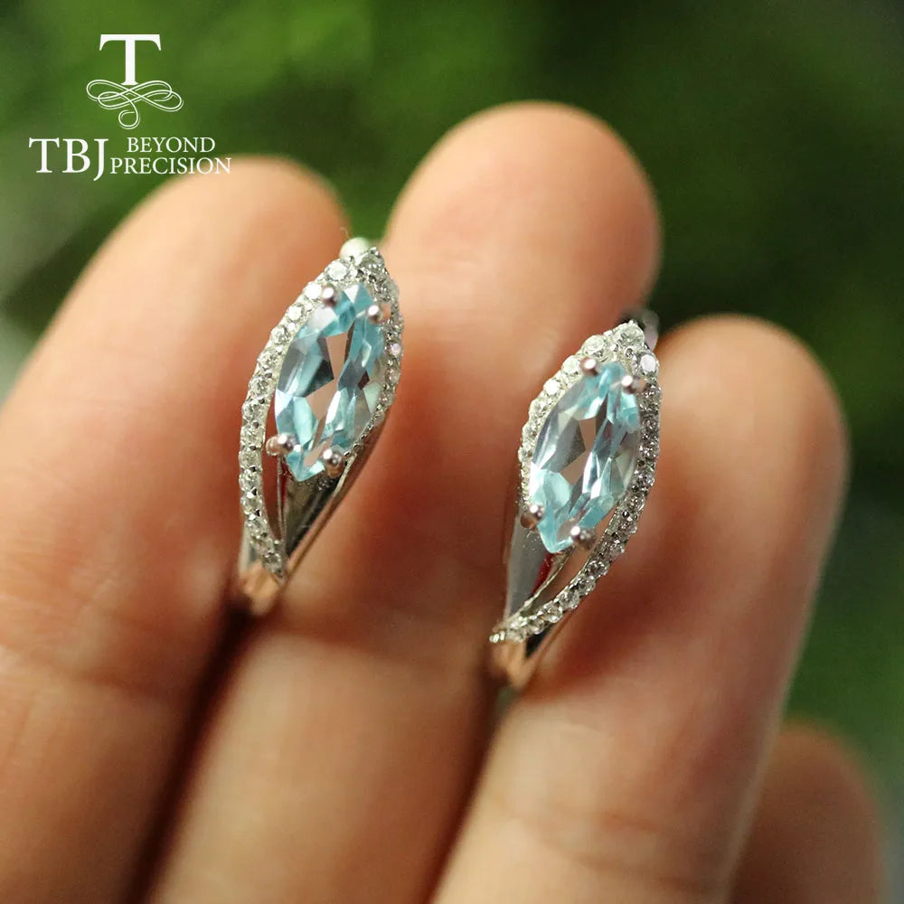 Natural Blue Topaz 925 Sterling Silver Earrings - Amethyst Luxury Jewelry