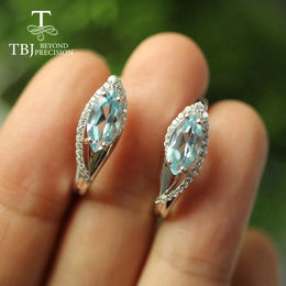 Natural Blue Topaz 925 Sterling Silver Earrings - Amethyst Luxury Jewelry